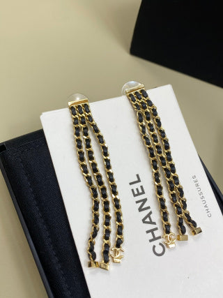 CHANEL Mirella Woven Cascade Drop Earrings