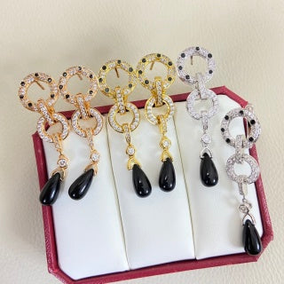 Cartier diamond-set leopard-motif tassel earrings